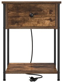 vidaXL Κομοδίνο Καπνιστή δρυς 42 x 41 x 56 εκ. Επεξεργασμένο ξύλο