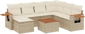 vidaXL Σαλόνι Κήπου Σετ 8 τεμ. Μπεζ Συνθετικό Ρατάν με Μαξιλάρια