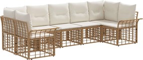 vidaXL Σειρά Καναπέ Εξωτερικού 7 pcs Φυσικό και Κρέμα Λευκό