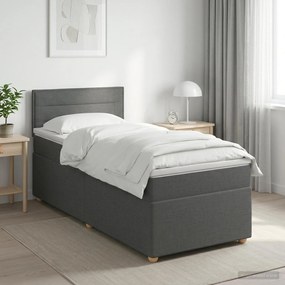 vidaXL Κρεβάτι box spring με στρώμα Σκούρο Γκρι 90 x 190 cm Ύφασμα