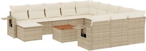 vidaXL Σετ Καναπέ Κήπου 13τεμ Μπεζ Συνθ. Ρατάν με Μαξιλάρια