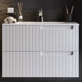 Έπιπλο Μπάνιου Πάγκος Με Νιπτήρα Enza 80 S3BENZA080WH 81×46.5x52cm White Κεραμικό,Mdf