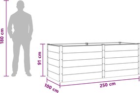 vidaXL Υπερυψωμένη Ζαρντινιέρα Μαύρο 250 x 100 x 91 cm