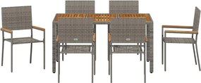 vidaXL Σέτ φαγητού για κήπο 7 pcs Γκρι συνθετικό ρατάν