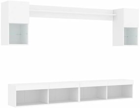 vidaXL Έπιπλα Τοίχου Τηλεόρασης 6 τεμ LED Λευκά από Επεξεργασμένο Ξύλο