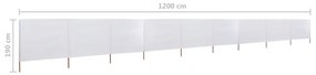 VidaXL Προστατευτικό Αέρα 9 Πάνελ Λευκό Άμμου 1200x160 εκ. Υφασμάτινο