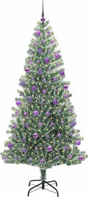 vidaXL Τεχνητό Δέντρο Χριστουγέννων με Χιόνι και Φώτα LED 210 cm