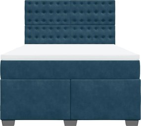 vidaXL Κρεβάτι Boxspring με Στρώμα Μπλε 160x200 εκ. Βελούδινο