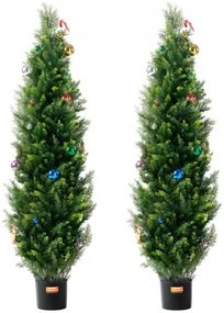 VEVOR 2 Pack 5' Artificial Cedar Topiary Tree Faux Plant UV Decor In/Outdoor
