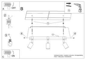 Sollux Φωτιστικό οροφής FAGER 3 μαύρο,ατσάλι/ξύλο,GU10 3xmax 10W LED