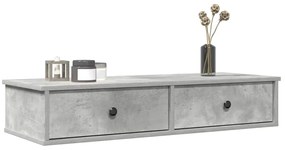 vidaXL Ράφι τοίχου με συρτάρια Γκρι μπετόν 100x37,5x19 cm Ξύλο μηχανής