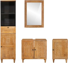 vidaXL Σετ Επίπλων Μπάνιου με συρτάρι 4 pcs Καφέ Επεξεργασμένο ξύλο