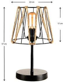 Φωτιστικό επιτραπέζιο Clancy Megapap E27 σχοινί/μεταλλικό χρώμα μαύρο 22x17x37εκ.