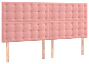 vidaXL Κρεβάτι Boxspring με Στρώμα Ροζ 200x200 εκ. Βελούδινο