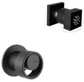 Armando Vicario Halo Black Matt Jet Τετράγωνο επιτοίχιο +Μίκτης εντοιχισμού 1 εξόδου