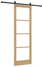 vidaXL Συρόμενη Πόρτα με Σετ Εξαρτημάτων 78x232 cm Μασίφ Ξύλο Πεύκου