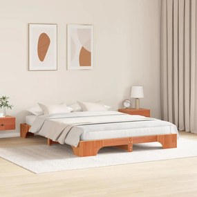 vidaXL Σκελετός Κρεβατιού Καφέ κεριού 140 x 200 cm Μασίφ ξύλο πεύκου