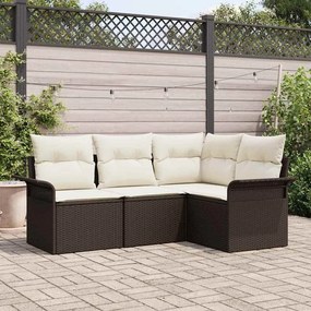 vidaXL Σετ Καναπέ Κήπου με μαξιλάρι 4 pcs Καφέ Πολυ ράταν