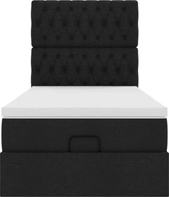vidaXL Οθωμανικό κρεβάτι με στρώμα Μαύρο 90x190cm Ύφασμα
