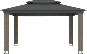 vidaXL Κιόσκι με Διπλή Οροφή Ανθρακί 3,94x2,96 μ. Ατσάλινο