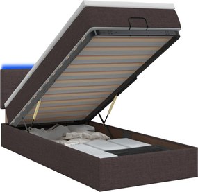 vidaXL Κρεβάτι Ottoman με Στρώμα και LED Σκούρο Καφέ 100 x 200 cm