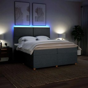 vidaXL Κρεβάτι Boxspring με Στρώμα Σκούρο Γκρι 200x200 εκ. Υφασμάτινο
