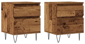 Κομοδίνα 2 τεμάχια Παλιό ξύλο 40x35x50 cm Κατασκευασμένο ξύλο - Καφέ