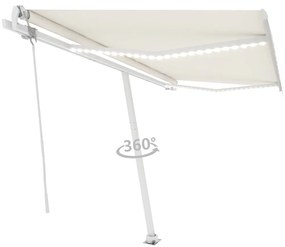 vidaXL Τέντα Αυτόματη με LED & Αισθητήρα Ανέμου Κρεμ 400x350 εκ.