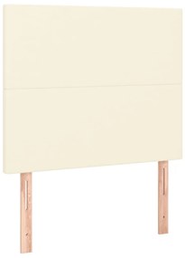 vidaXL Κρεβάτι Boxspring με Στρώμα Κρεμ 90x200 εκ. από Συνθετικό Δέρμα