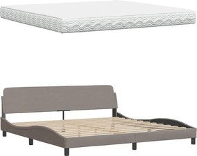 vidaXL Κρεβάτι με Στρώμα Taupe 200x200 εκ. Υφασμάτινο