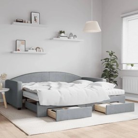 Καναπές Κρεβάτι Συρόμενος Αν. Γκρι 90x200 εκ Ύφασμα &amp; Συρτάρια - Γκρι