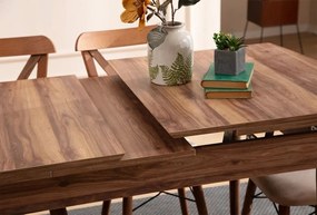 Extendable Dining Table &amp; Chairs Set (7 Pieces) Cenova - Brown Brown