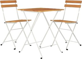 vidaXL Τραπεζαρία Bistro Πτυσσόμενη Σετ 3 τεμ. Μασίφ Ακακία &amp; Ατσάλι