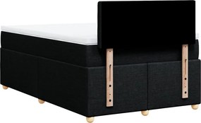 vidaXL Κρεβάτι Boxspring με Στρώμα Μαύρο 120x190 εκ. Υφασμάτινο