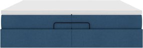 vidaXL Οθωμανικό κρεβάτι με στρώματα μπλε 200x200cm ύφασμα