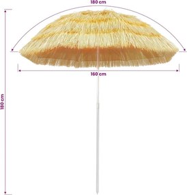 vidaXL Ομπρέλα Θαλάσσης Hawaii Φυσικό Χρώμα 180 εκ.