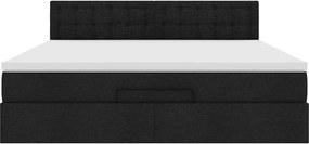 vidaXL Οθωμανικό κρεβάτι με στρώμα Μαύρο 160x200cm Ύφασμα