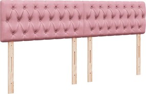 vidaXL Κρεβάτι Boxspring με Στρώμα Ροζ 200x200 εκ. Βελούδινο