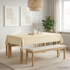 vidaXL Ύφασμα Τραπέζης Λευκό κρεμ 140 x 220 cm Πολυεστέρας Ορθογώνιος