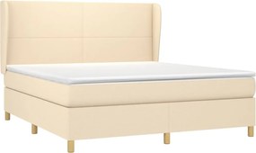 vidaXL Κρεβάτι Boxspring με Στρώμα Κρεμ 180x200 εκ. Υφασμάτινο