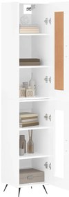 vidaXL Ντουλάπι Γυαλ. Λευκό 34,5 x 34 x 180 εκ. από Επεξεργασμένο Ξύλο