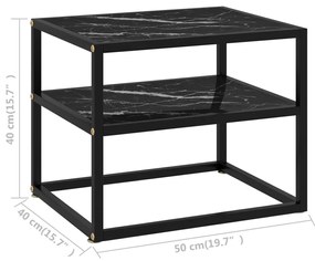 Τραπέζι Κονσόλα Μαύρο 50 x 40 x 40 εκ. από Ψημένο Γυαλί - Μαύρο