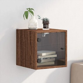 vidaXL Bedside Cabinet Brown Oak Compact Engineered Wood, Glass