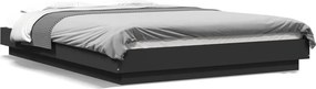 vidaXL Πλαίσιο Κρεβατιού με LED Μαύρο 120x190 εκ Επεξεργ. Ξύλο