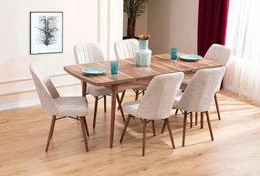 Extendable Dining Table &amp; Chairs Set (7 Pieces) Lidyana - Cream Cream