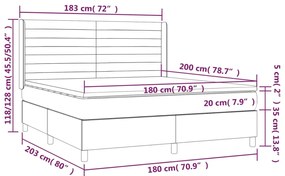 vidaXL Κρεβάτι Boxspring με Στρώμα Taupe 180x200 εκ. Υφασμάτινο