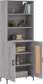 vidaXL Ντουλάπι Γκρι Sonoma 69,5 x 34 x 180 εκ. Επεξεργασμένο Ξύλο