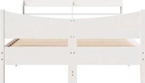 vidaXL Πλαίσιο Κρεβατιού με Κεφαλάρι Λευκό 140x200 εκ. από Μασίφ Πεύκο