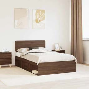 vidaXL Σκελετός Κρεβατιού Καφέ δρυς 120 x 200 cm Στερεά ξυλεία πεύκου