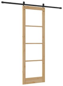 vidaXL Συρόμενη Πόρτα Χειροκίνητος Καφέ 78 x 232 cm Ξύλο και μέταλλο